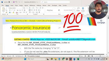 New Perspectives Excel 365 | Module 7: SAM Critical Thinking Project C #PanoramicInsurance