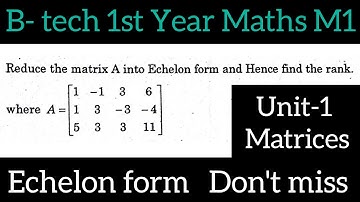 B-tech Maths Echelon form in telugu@maths naresh ecpass