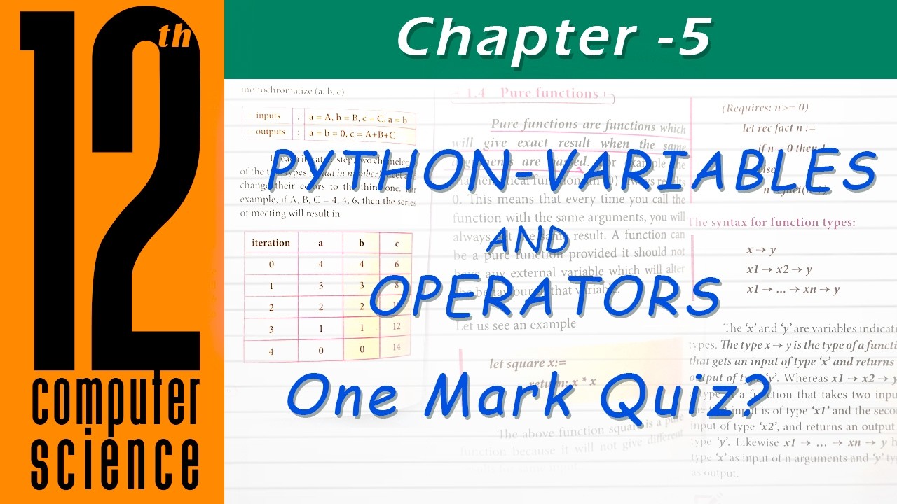 chapter-5 python Variables and Operators|one mark Quiz - YouTube