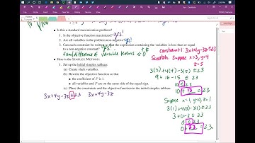 Simplex Method Example for Standard Maximization Problem –  Part I (Set up Initial Simplex Tableau)