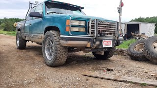 STUFFING 35' Tires on my Stock OBS Chevy!! EXTREME RUBBING!!!