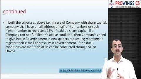 CS PROFESSIONAL: CORPORATE GOVERNANCE - PROCEDURE OF AGM IN COVID 19 BY PROF. SAGAR MADAN