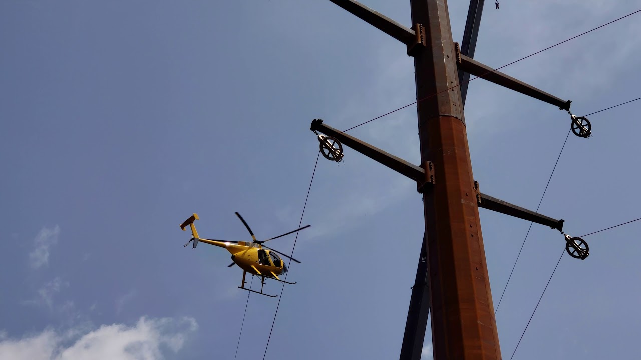 Running Power Transmission Lines via Helicopter - YouTube
