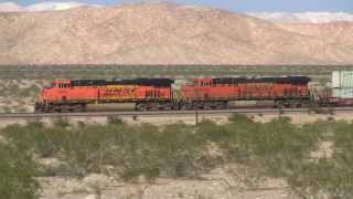 BNSF Needles Sub Stack Climbs Ash Hill with Helpers