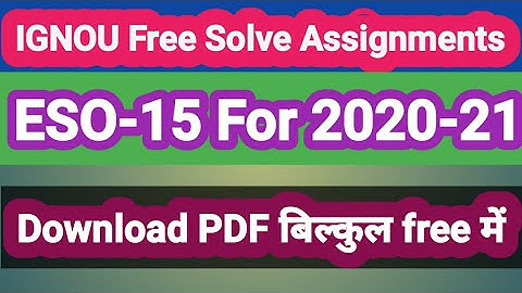 ESO-15 solved free assignment 2020-2021 I Ignou Free solved assignment 2021