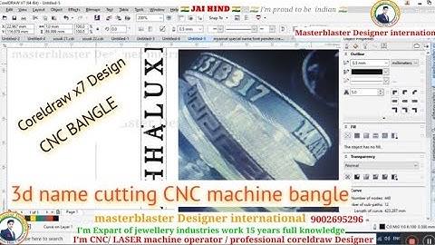 #CNC bangles design // how to make cnc bangle 3d name // coreldraw x7 design in cnc machine bangles