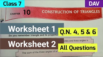 DAV class 7 maths chapter 10 worksheet 1 and worksheet 2 all questions solved