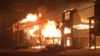 Huge fire burns during hurricane in South Carolina