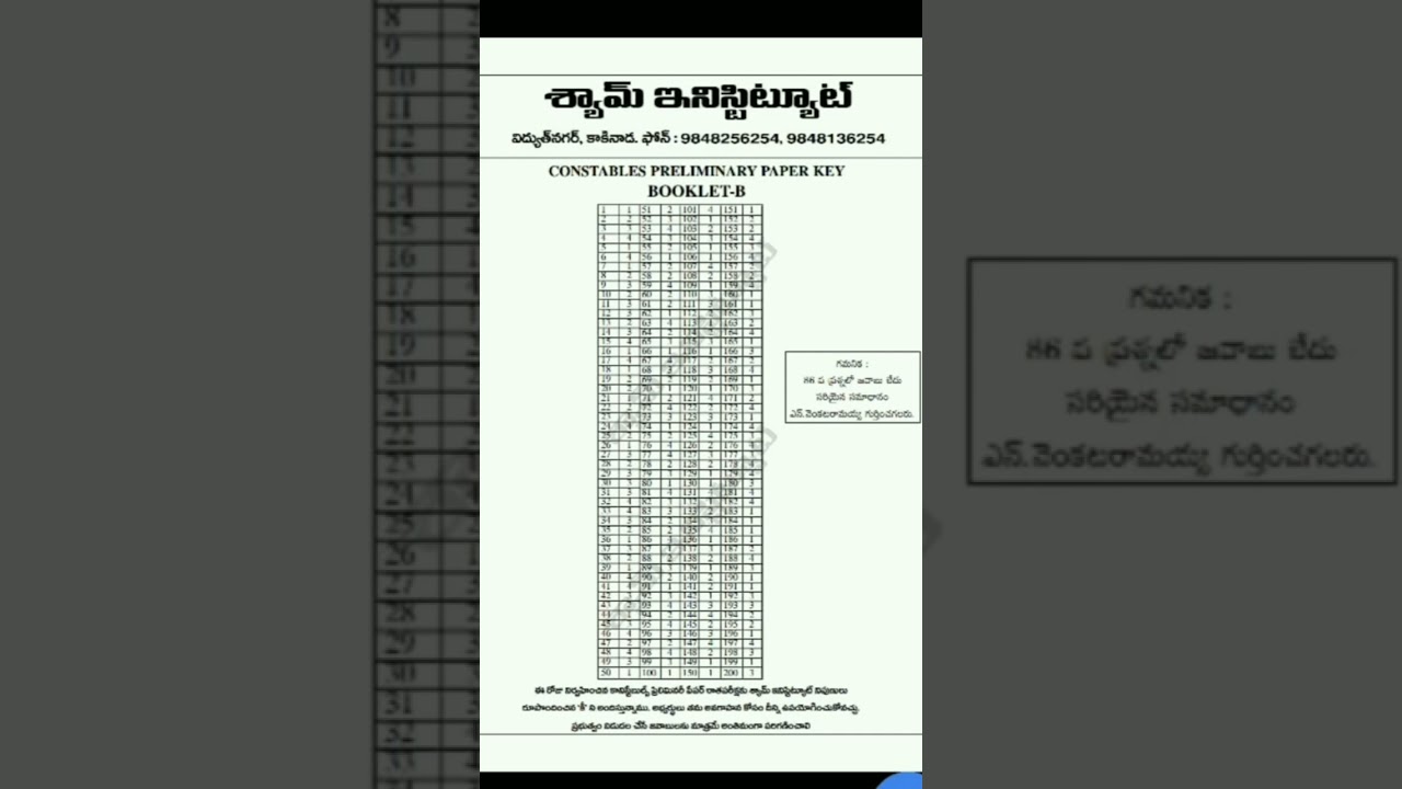 TS constable exam answer key 