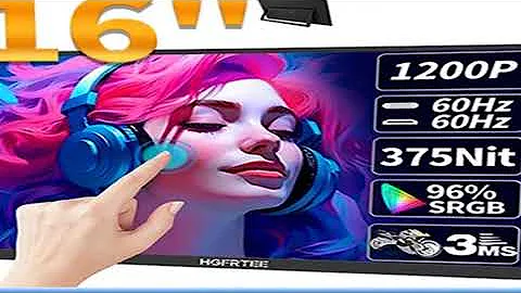 HGFRTEE 16inch Touch Portable Monitor 16:10 96%sRGB 350Cd/m² Second Screen For Laptop With Holder St