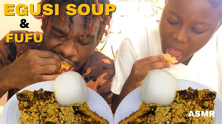 EGUSI SOUP & FUFU with chicken & goat meat (ASMR) #mukbang #nigerianfood #sevenscut