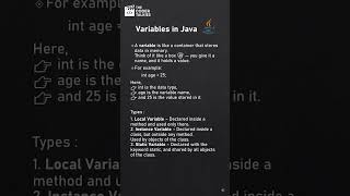 Variables in Java | Types of Variables | #shorts #viralshorts