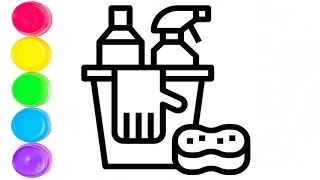 How to draw barbie s bathroom ,cleaning equipment ,gloves color for kids How to draw barbie s bathroom ,cleaning equipment ,gloves color for kids