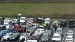Raw Video: Aftermath Video After Truck Slams Into Parking Lot Striking Multiple Vehicles