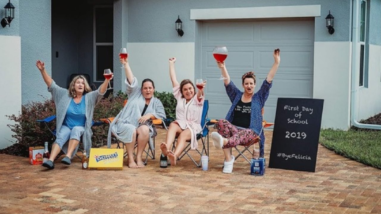 Moms celebrate first day of school with wine and donuts newspaper mockup