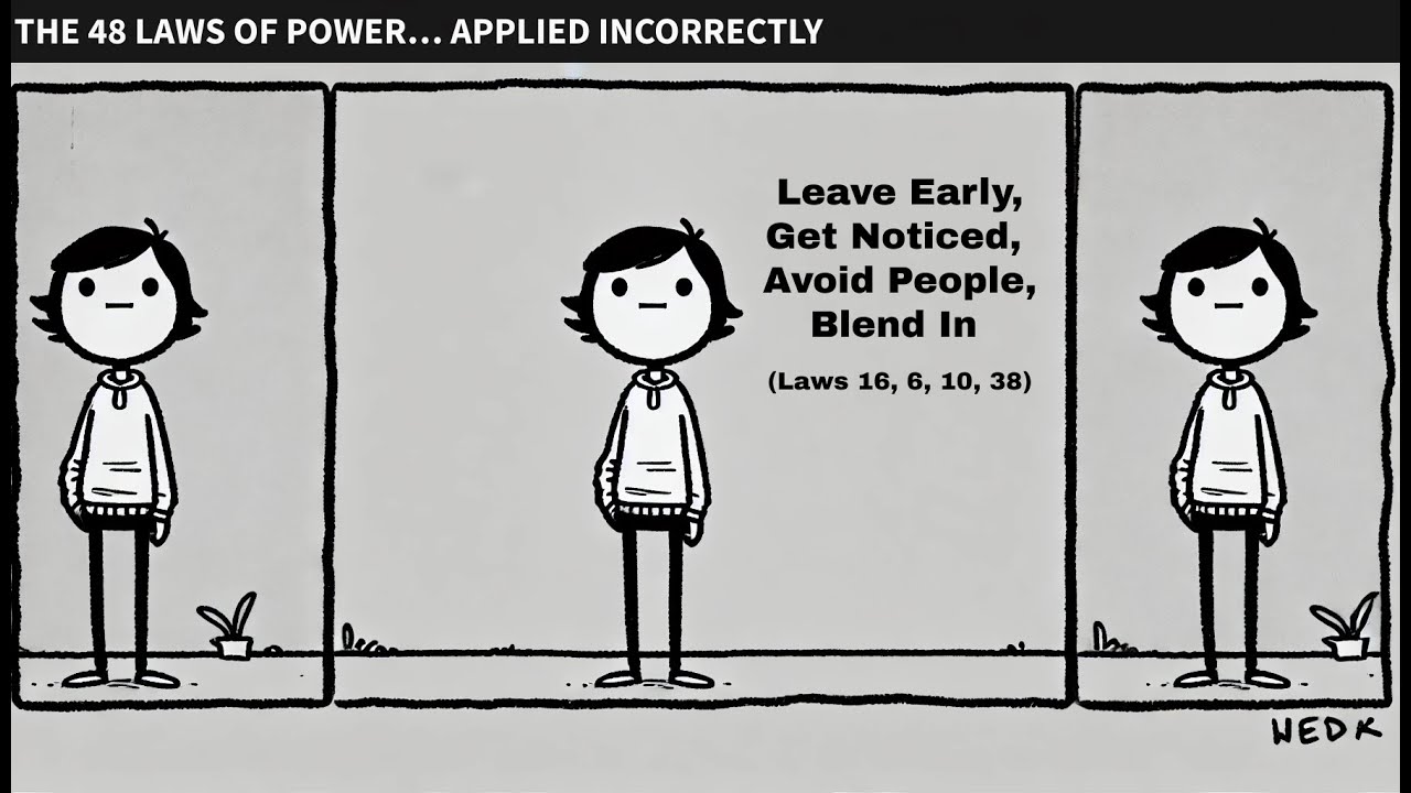 Leave Early, Get Noticed, Avoid People, Blend In (Laws 16, 6, 10, 38)