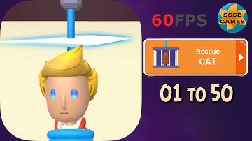 Rescue Cut - Rope Puzzle: Rescue Cat Stage 1 To 50 , iOS/Android Walkthrough