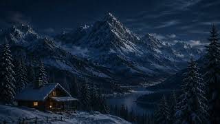 Cozy Cabin in Snowy Mountains – Winter Wind Sounds for Sleep 10 Hours