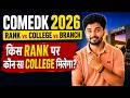 Comedk 2026 Result OUT --  College vs Rank vs Branch #comedk