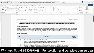 Exp25 Excel Chapter 08 | Cumulative Assessment – Employee Satisfaction | Pearson MyITLab Solution