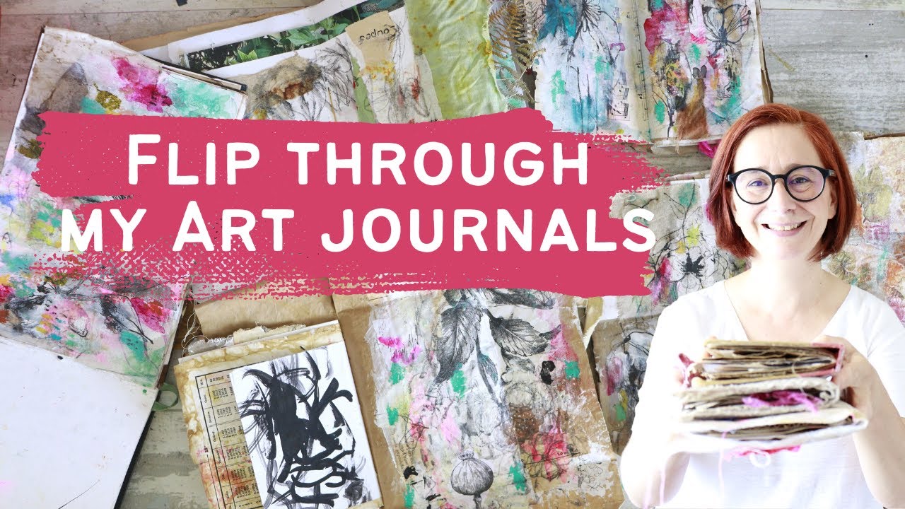 Art journals flip through - How I make mixed media collage pages - YouTube