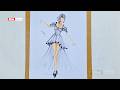 SSM Fashion 2026 Runway Dress Sketch: Off-Shoulder Gown with Ruffled Details