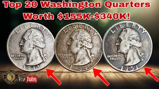 Top 20 Most Valuable Washington Quarter Dollars Worth $155K-$340K | Hidden Rare Coins in Circulation