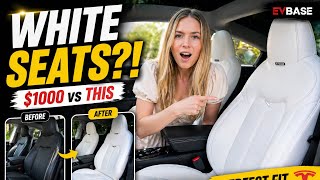 White Seat Covers for Tesla Model Y (2021–2024 & Juniper) Install & Review