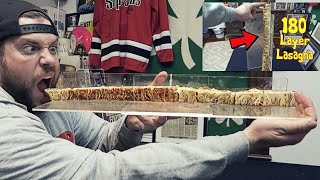 INHALING A 180 Layer Lasagna In &quot;One Bite&quot; (Record Time) | L.A. BEAST
