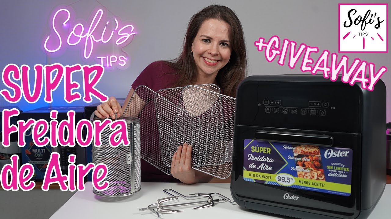 GIVEAWAY Freidora de aire OSTER negra 10 litros modelo CKSTAFOV CKSTAFOV3  unboxing, reseña 😃 