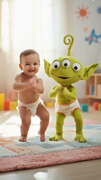 Baby & Alien Dance to Dame Tu Cosita | Cutest Viral Duo Ever!”