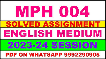 mph 004 solved assignment 2023-24 | mph 4 solved assignment in english 2024 | mph 4 2024