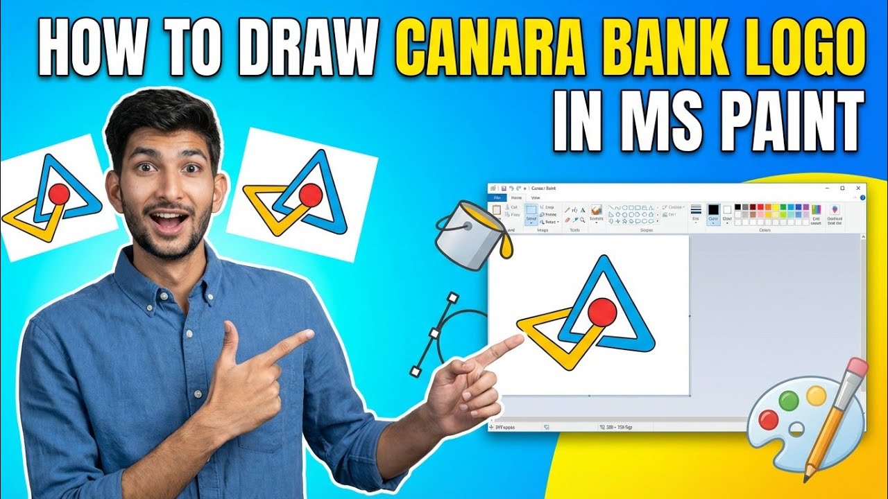How to Draw Canara Bank Logo in MS Paint | Step-by-Step Tutorial