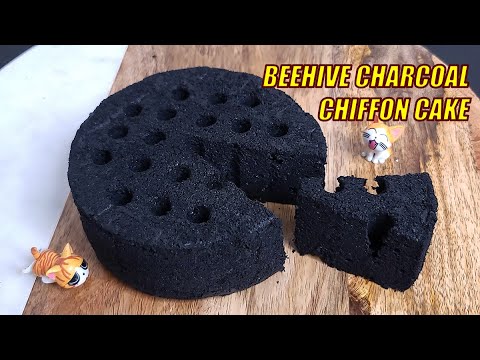 *PRANK FOOD* Beehive Charcoal Chiffon Cake ASMR [Subtitle] HNC Kitchen