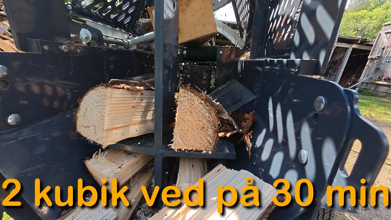 2 kubik granved på 30 minuter (Vedprocessorn S-Con kör 2 kubik ved på 30 minuter)