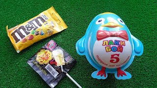 BIG Surprise Egg Unboxing /Oddly satisfying & Lollipops and M&M's nuts in chocolate /Candy Asmr