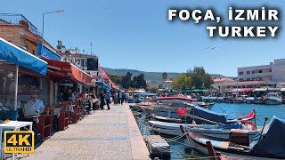 Foça, İzmir, Turkey Walking Tour 2023 | 4K