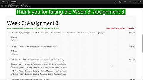 Work System Design Week 3 Assignment 3 NPTEL 2023