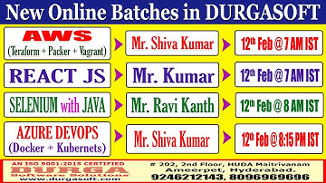 New Batches in Online Training @ DURGASOFT