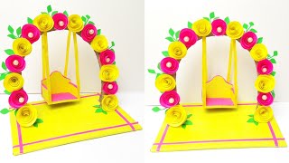 Easy Beautiful Janmashtami Jhula Decoration Ideas At Home Janmashtami Jhula Making Paper Swing