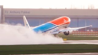 KLM Orange Pride B777-300ER WET departure 💦 | Schiphol Amsterdam Airport | 4K