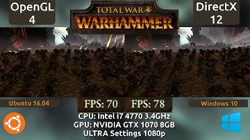 Ubuntu 16.04 VS Windows 10 : Total War Warhammer Benchmark on a GTX 1070 (OpenGL vs DX12)