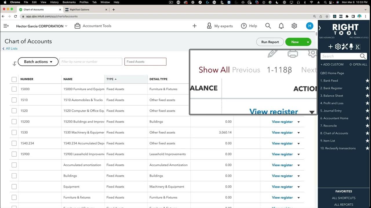 RightTool PRO Show ALL Accounts (beyond 300) and Filter by Type in the