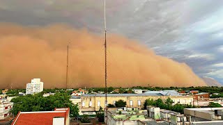CRAZY WEATHER Huge Sand Wall: SandStorm hits La Pampa. Argentina storm. / Natural Disasters.