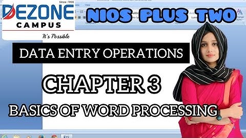 NIOS PLUS TWO DATA ENTRY OPERATIONS CHAPTER 3 BASICS OF WORD PROCESSING