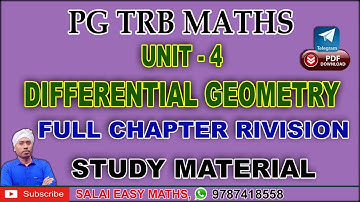 PG TRB MATHS | STUDY MATERIAL | UNIT 4 | DIFFERENTIAL GEOMETRY | FULL CHAPTER REVISON | MIND MAP
