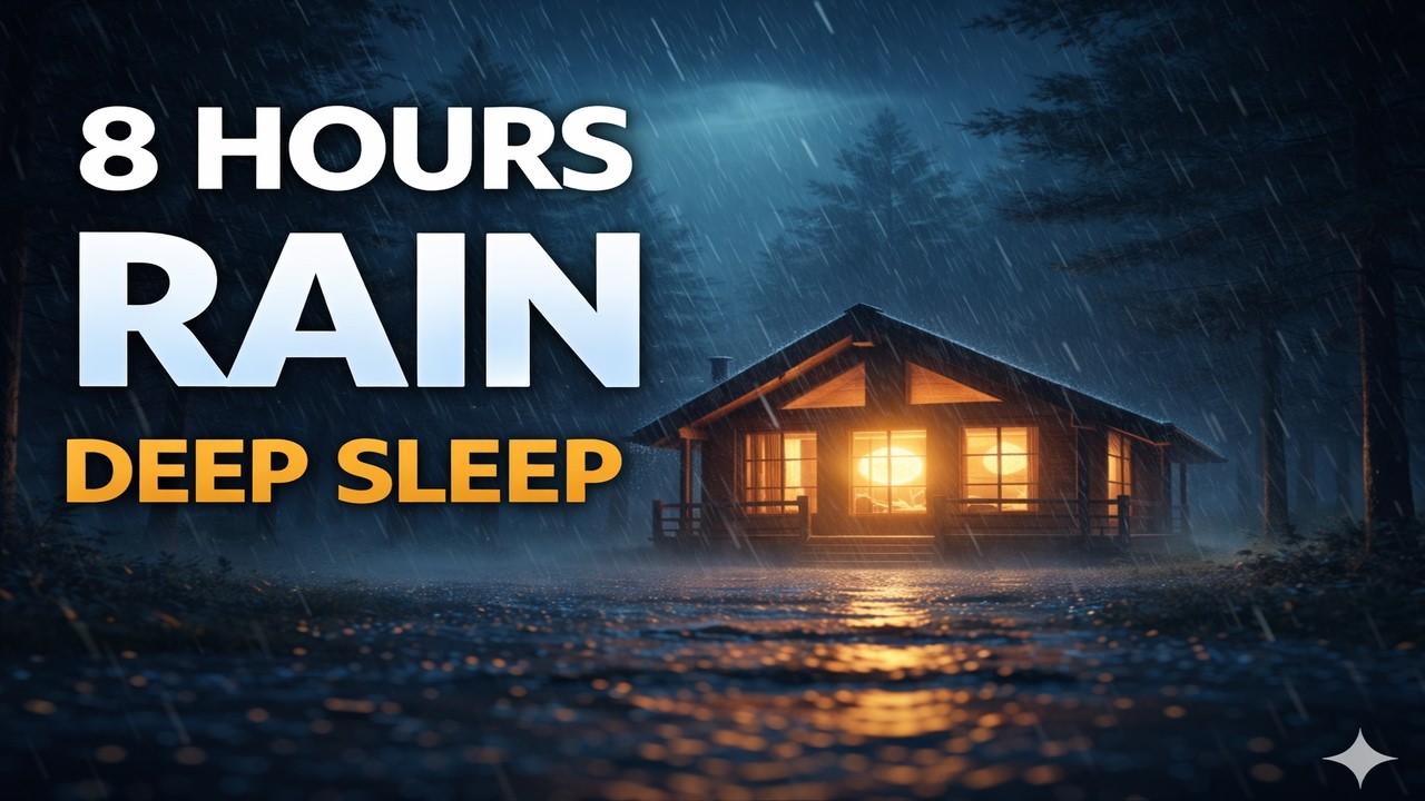 8 Hours Rain in Forest Cottage 🌧️ Cozy Night Ambience - Pink Noise for Deep Sleep