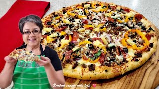 Super Bowl Stufffed Crust SUPREME PIZZA with White Sauce // Step by Step❤️