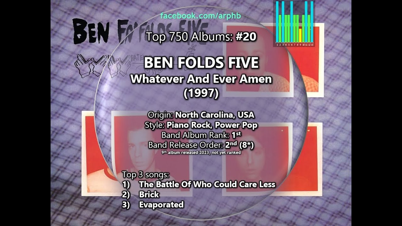 My Top 750 Albums: 20. Ben Folds Five - Whatever And Ever Amen