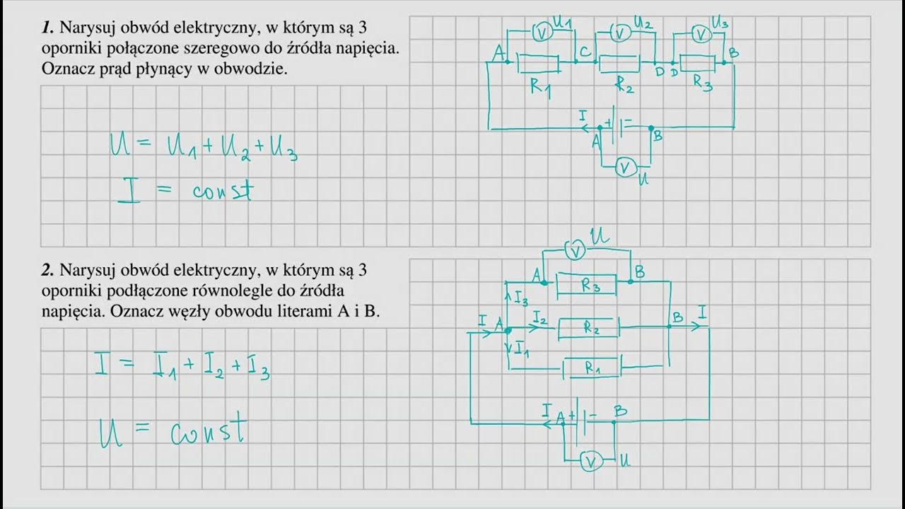 Sprawdzian Prąd Elektryczny Klasa 8 OBWODY ELEKTRYCZNE ROZGAŁĘZIONE karta pracy - YouTube